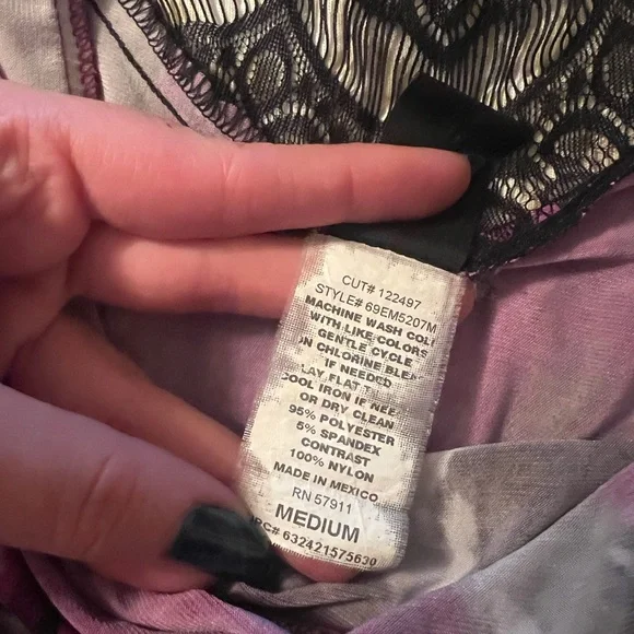 Purple and Black Floral Women's Scoop Neck Top - Picture 6 of 6